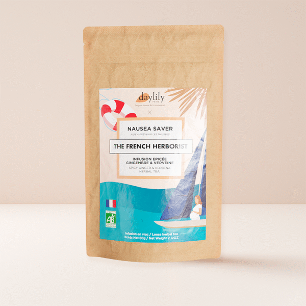 Tisane anti-nausée de grossesse Daylily au gingembre et à la verveine.